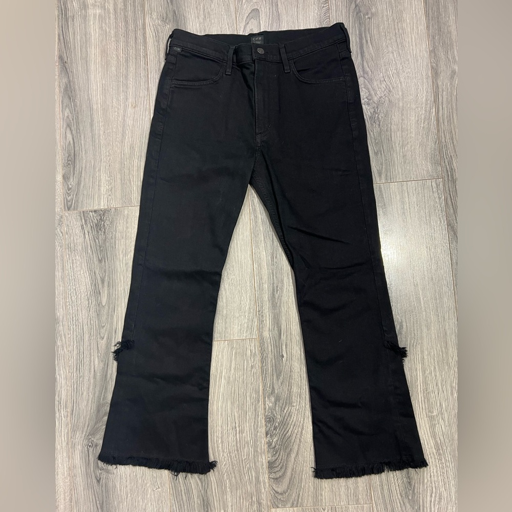 Citizens Of Humanity Jeans Womens Sz 30 Black Drew Fray Highrise Crop Flare